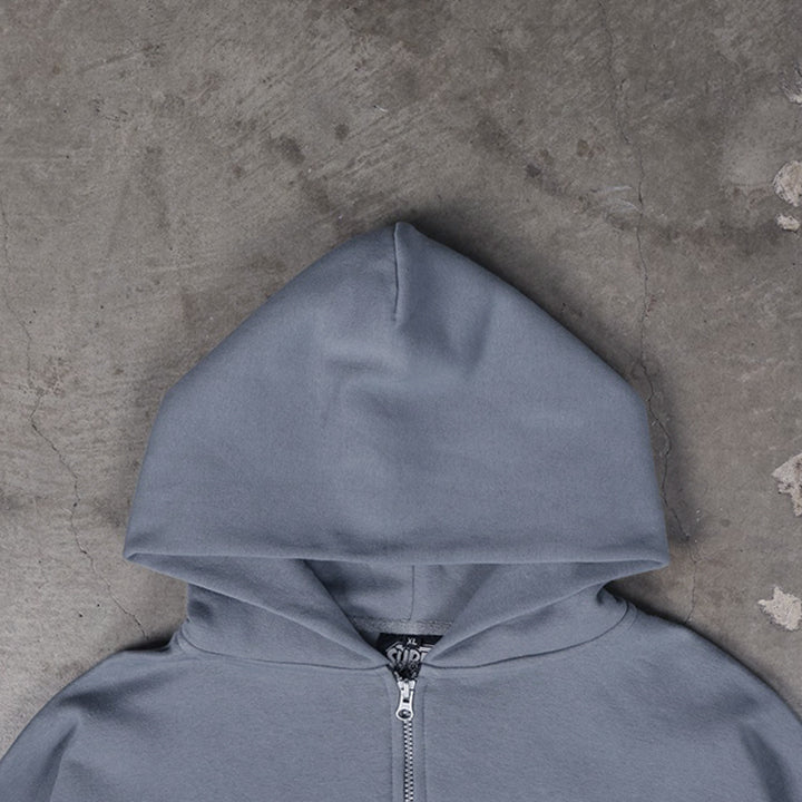Drop Shoulder Zip Hoodie (Slate)