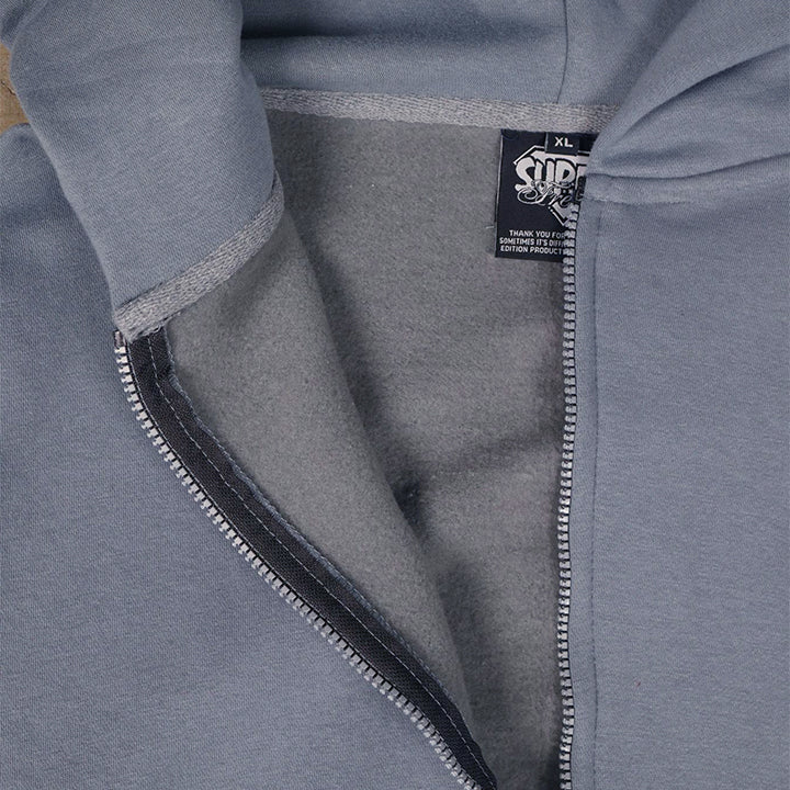 Drop Shoulder Zip Hoodie (Slate)