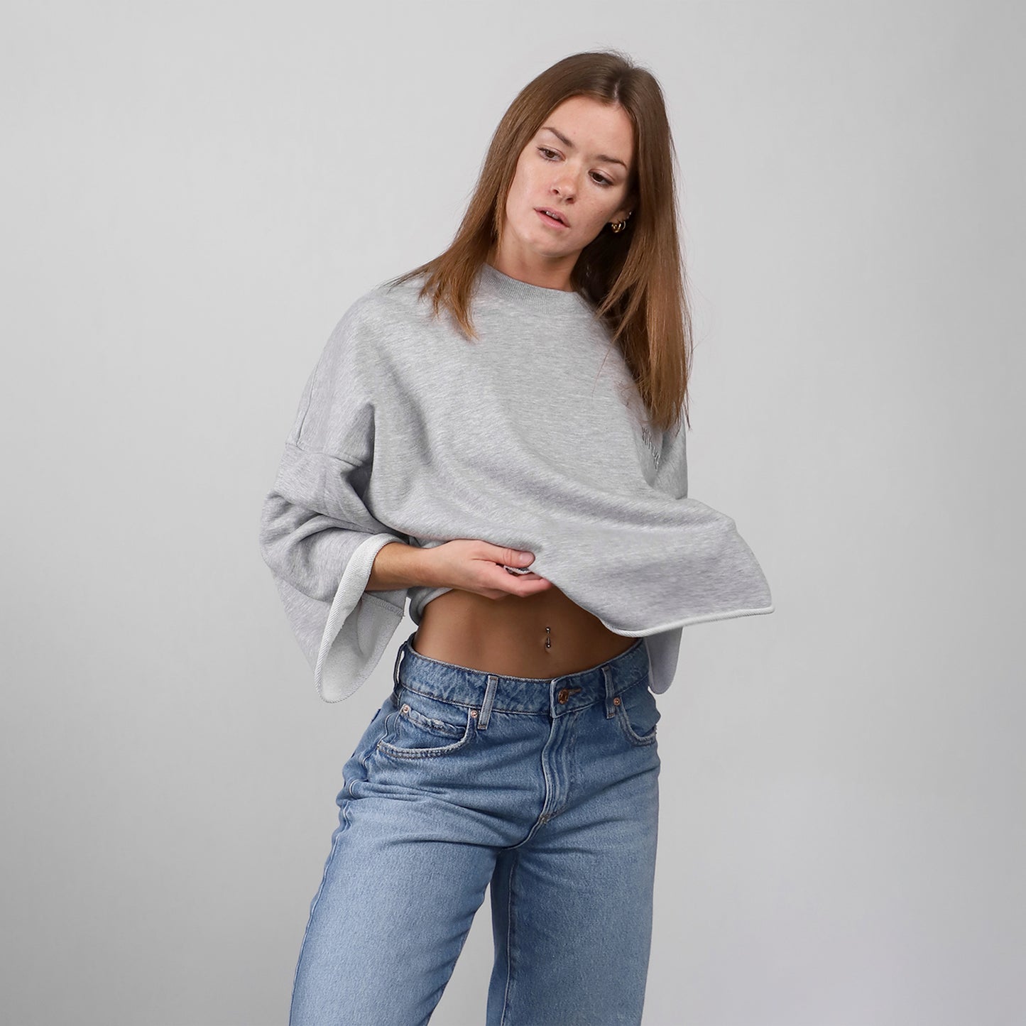 Short Sleeve Crewneck Sweatshirts (H-Grey)