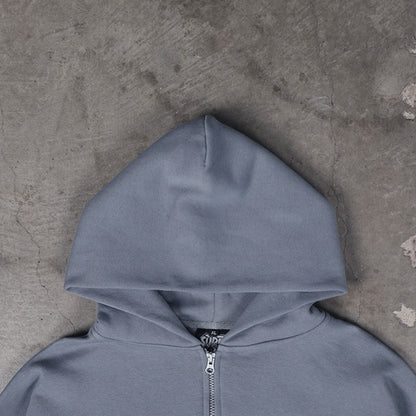 ⁠Drop Shoulder Zip Hoodie (Slate)