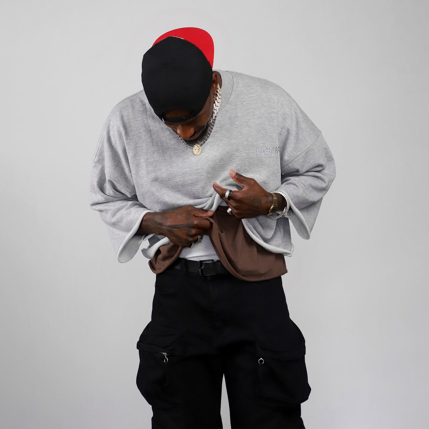 Short Sleeve Crewneck Sweatshirts (H-Grey)