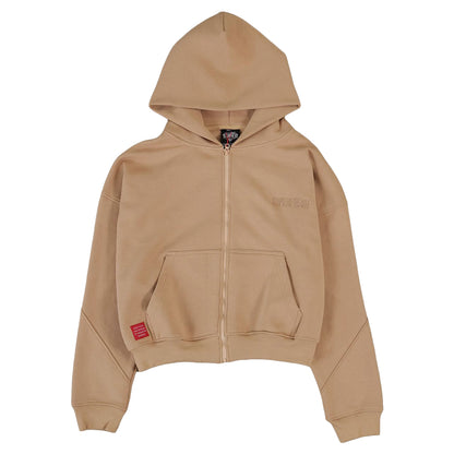 Drop Zip Hoodie (Light Tan)