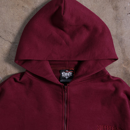 Drop Shoulder Zip Hoodie (Maroon)