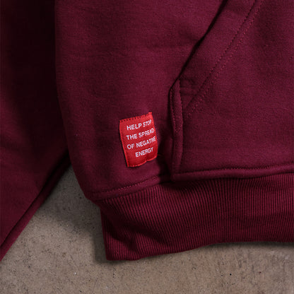 Drop Shoulder Zip Hoodie (Maroon)