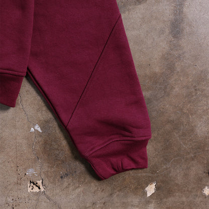 Drop Shoulder Zip Hoodie (Maroon)