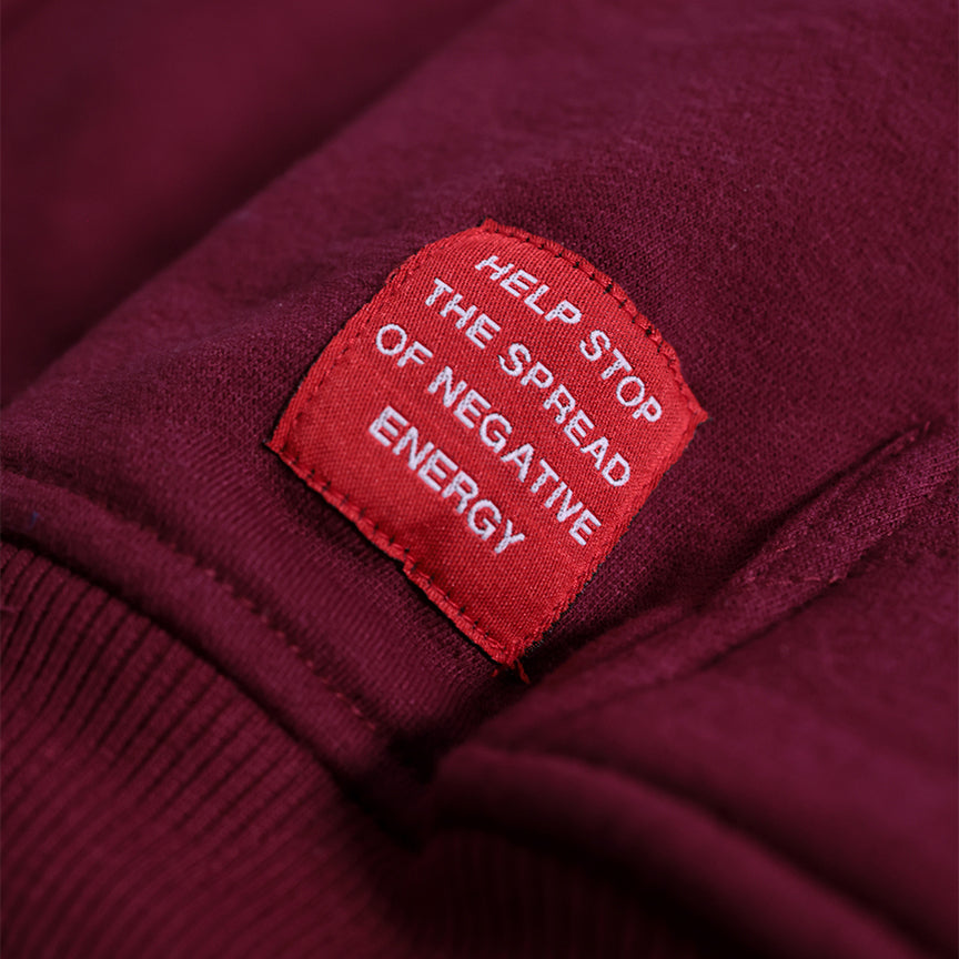 Drop Shoulder Zip Hoodie (Maroon)