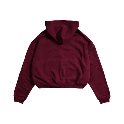 Drop Shoulder Zip Hoodie (Maroon)