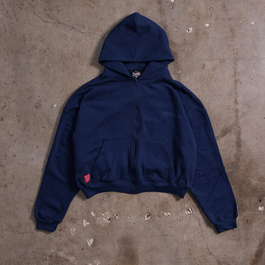Drop Shoulder Zip Hoodie (Navy)