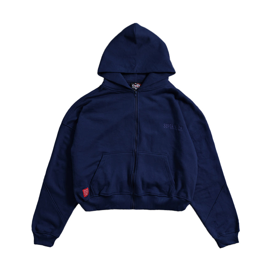 Drop Shoulder Zip Hoodie (Navy)