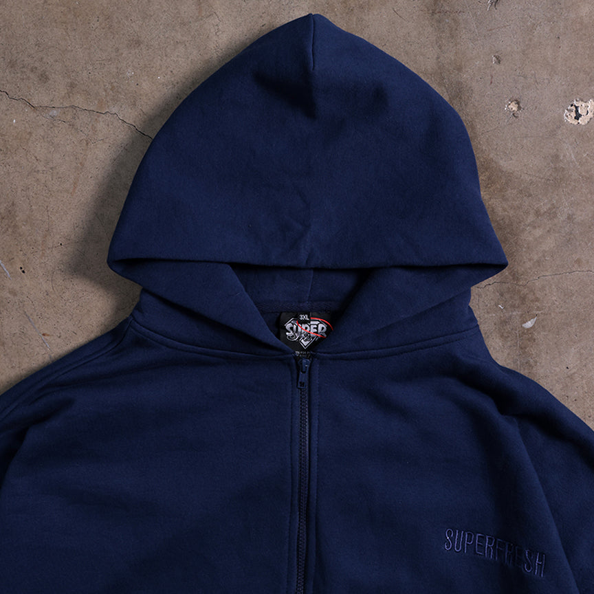 Drop Shoulder Zip Hoodie (Navy)