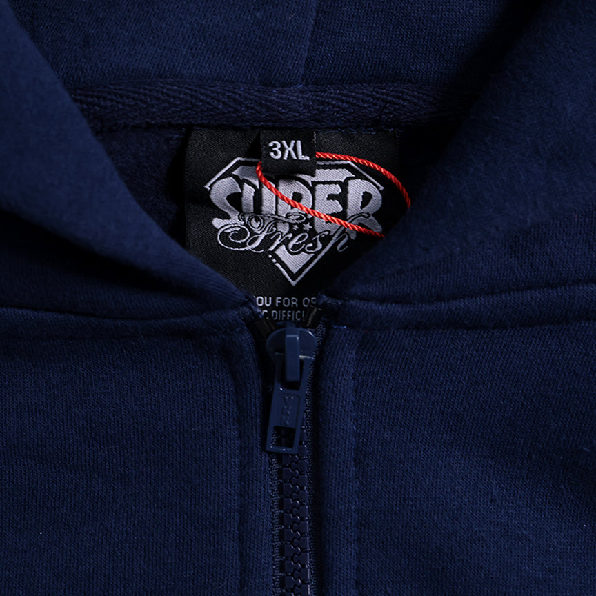 Drop Shoulder Zip Hoodie (Navy)