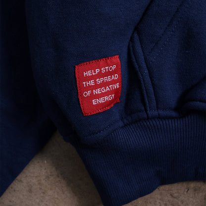 Drop Shoulder Zip Hoodie (Navy)