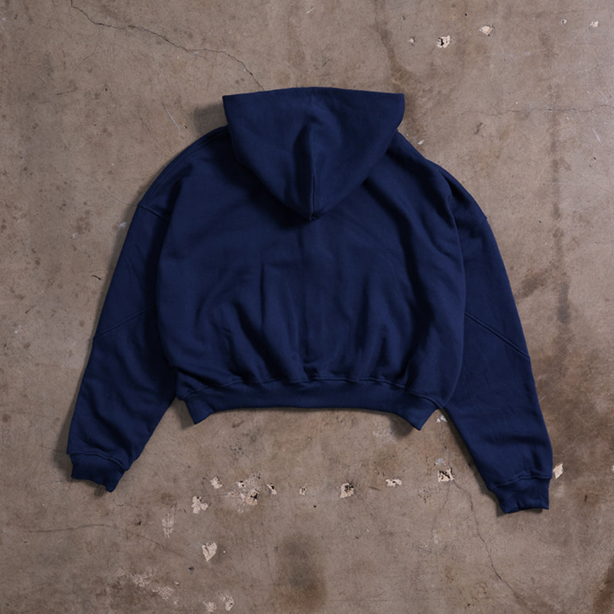 Drop Shoulder Zip Hoodie (Navy)
