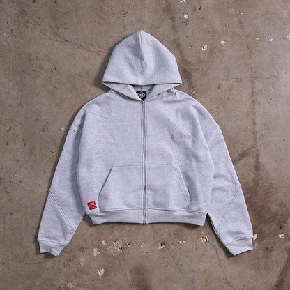 ⁠Drop Shoulder Zip Hoodie (Heather Gray)