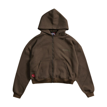 Drop Shoulder Zip Hoodie (Forest Green)