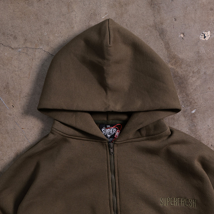 Drop Shoulder Zip Hoodie (Forest Green)