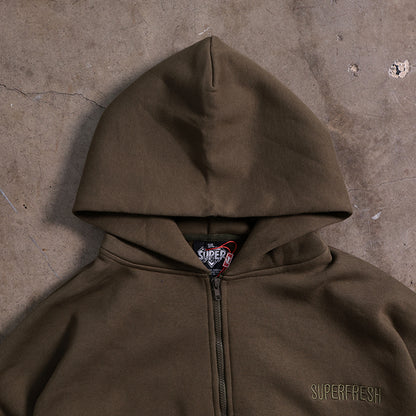 Drop Shoulder Zip Hoodie (Forest Green)