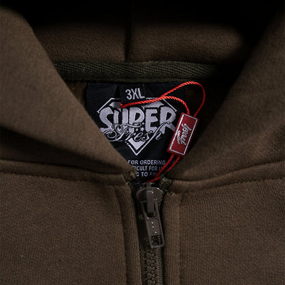 Drop Shoulder Zip Hoodie (Forest Green)